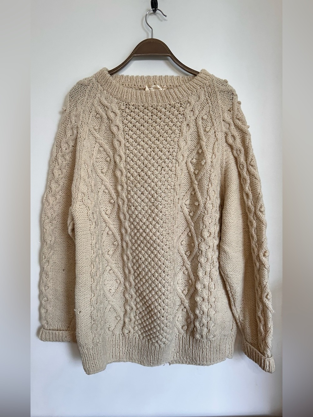 ARAN SWEATER MARKET HAND KNITTED 100% NEW WOOL YARN MADE IN THE BRITISH ISLES